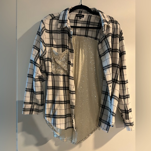 Tops - Flannel shirt with sequins